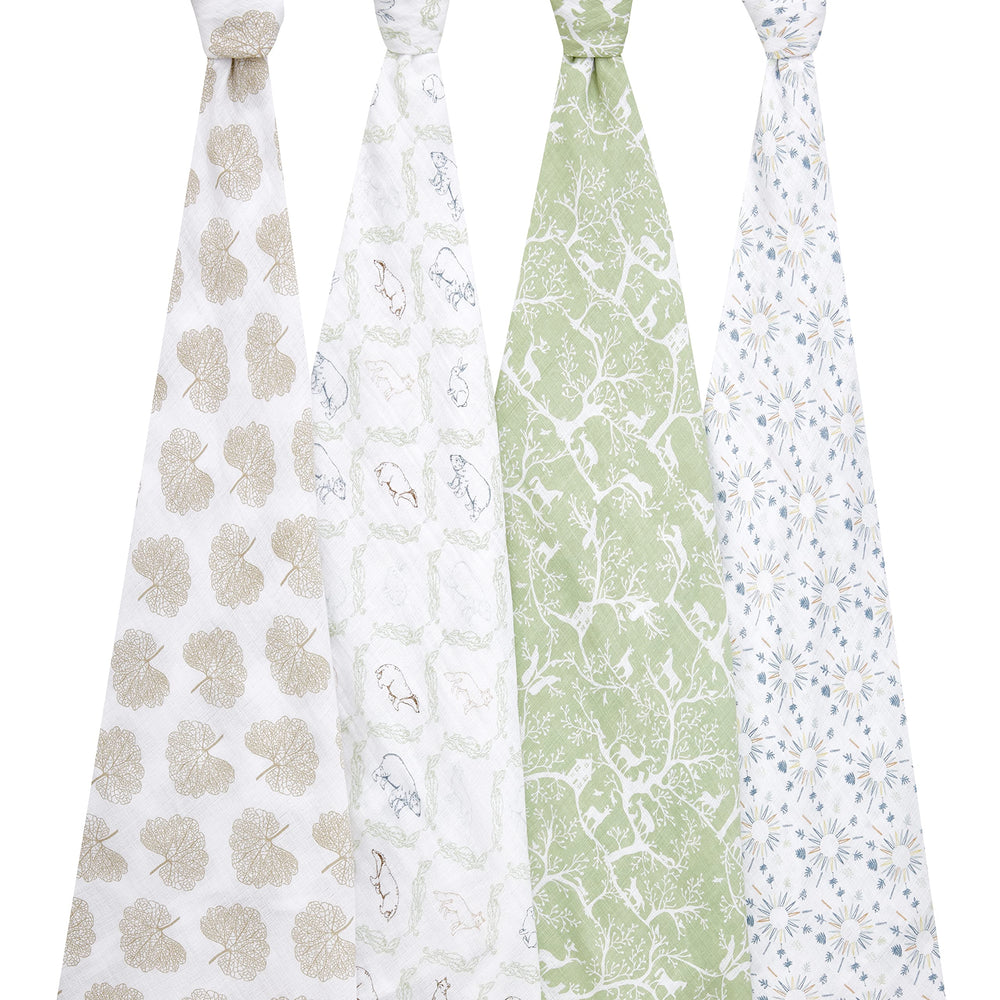aden and anais Essentials muslin swaddle close up shows soft breathable fabric.