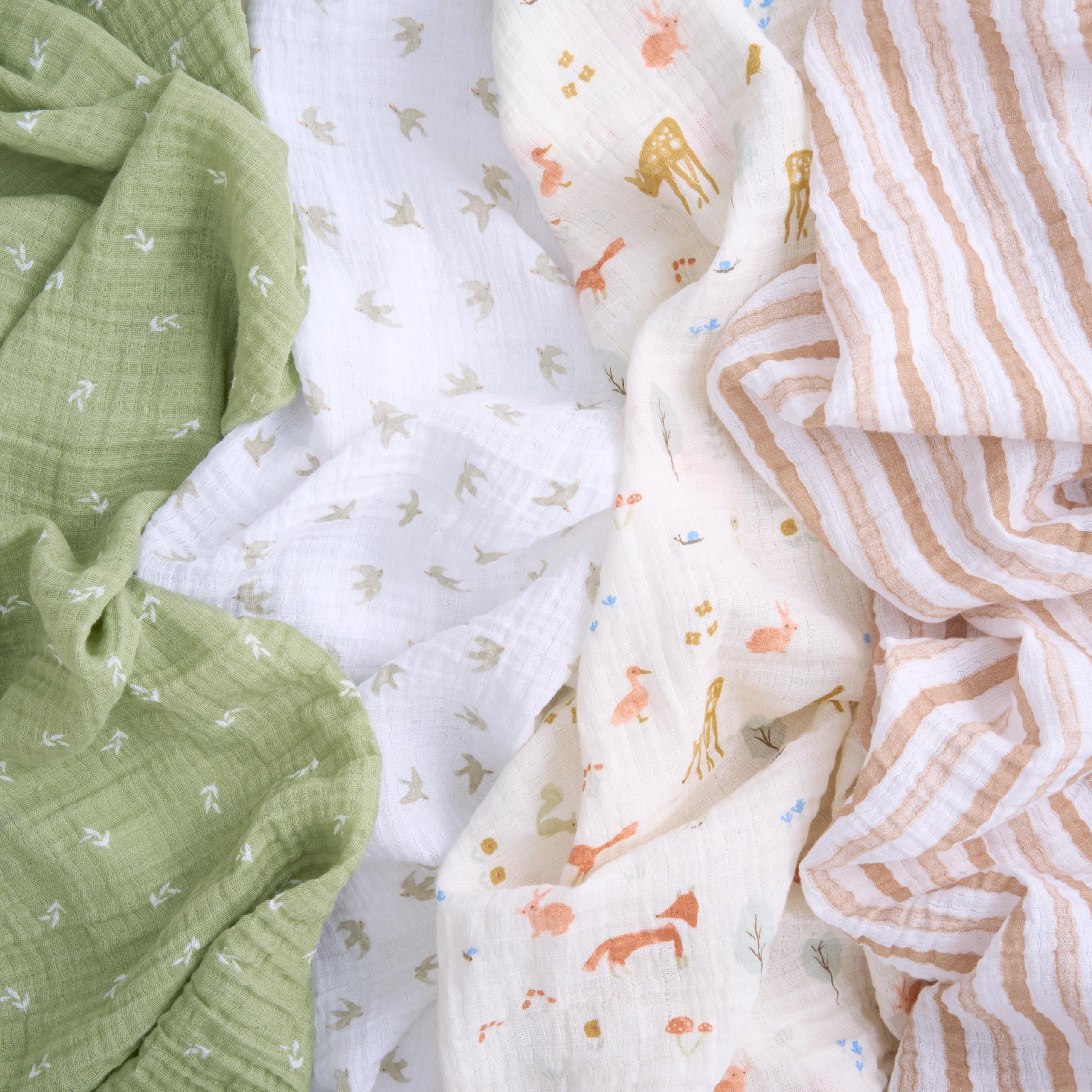 aden + anais Essentials Sage Woodland gift-ready swaddle set, great for baby showers.