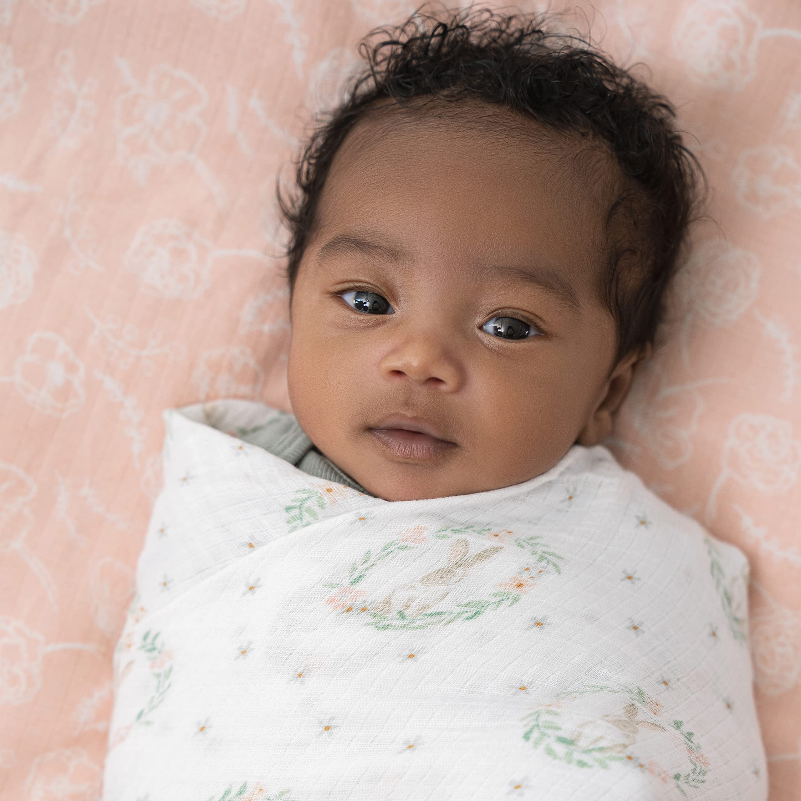 aden +anais muslin swaddle as a tummy time mat for playtime