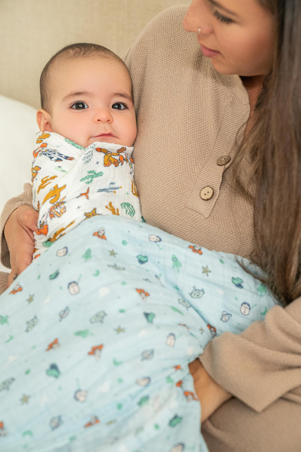 aden + anais Essentials Muslin Swaddle ultra-soft closeup, gentle on baby skin.