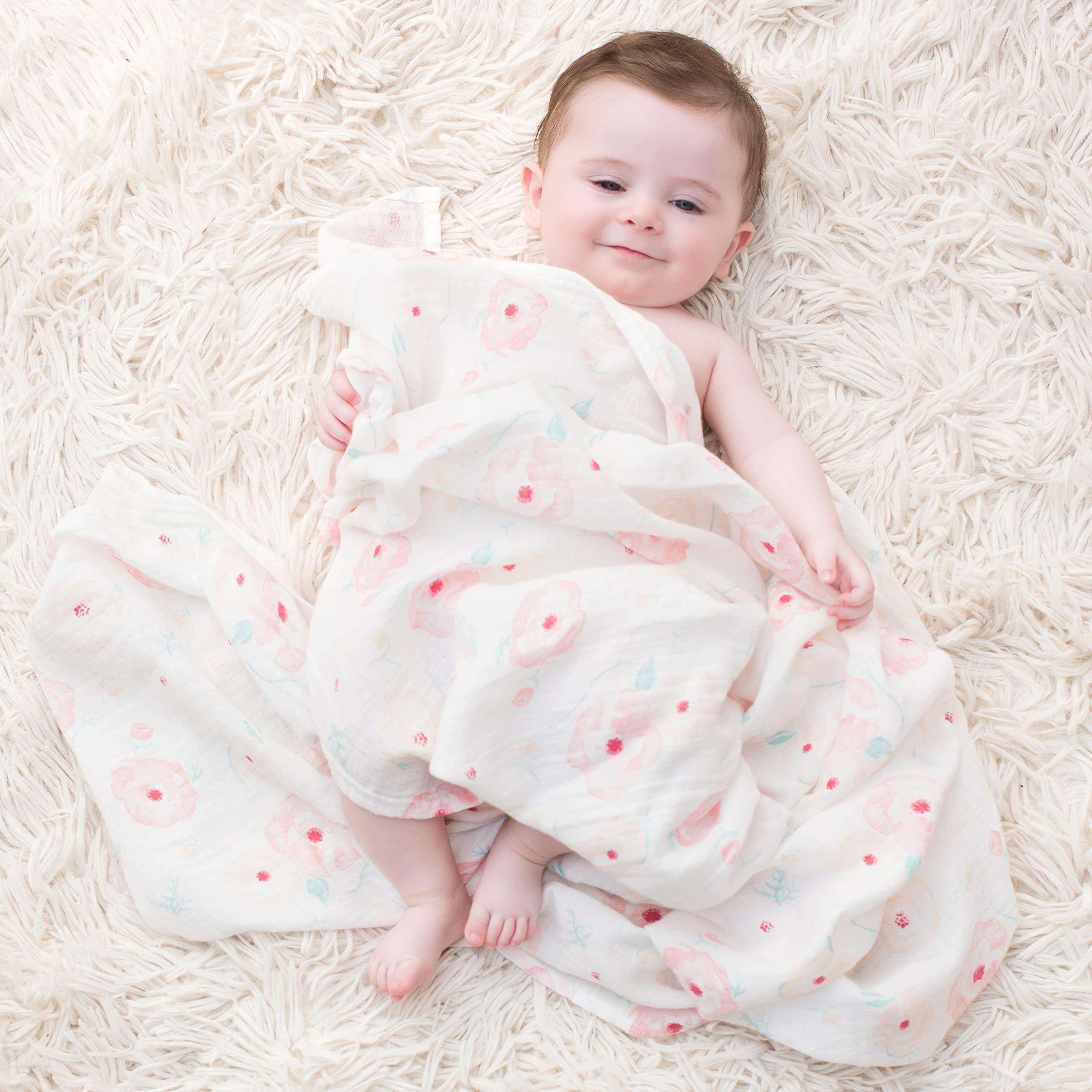 Nursery prints on aden + anais Essentials four-pack blankets for versatile use