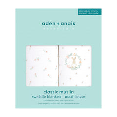 aden-anais Essentials Swaddle Blanket Blushing Bunnies close-up showing soft texture.