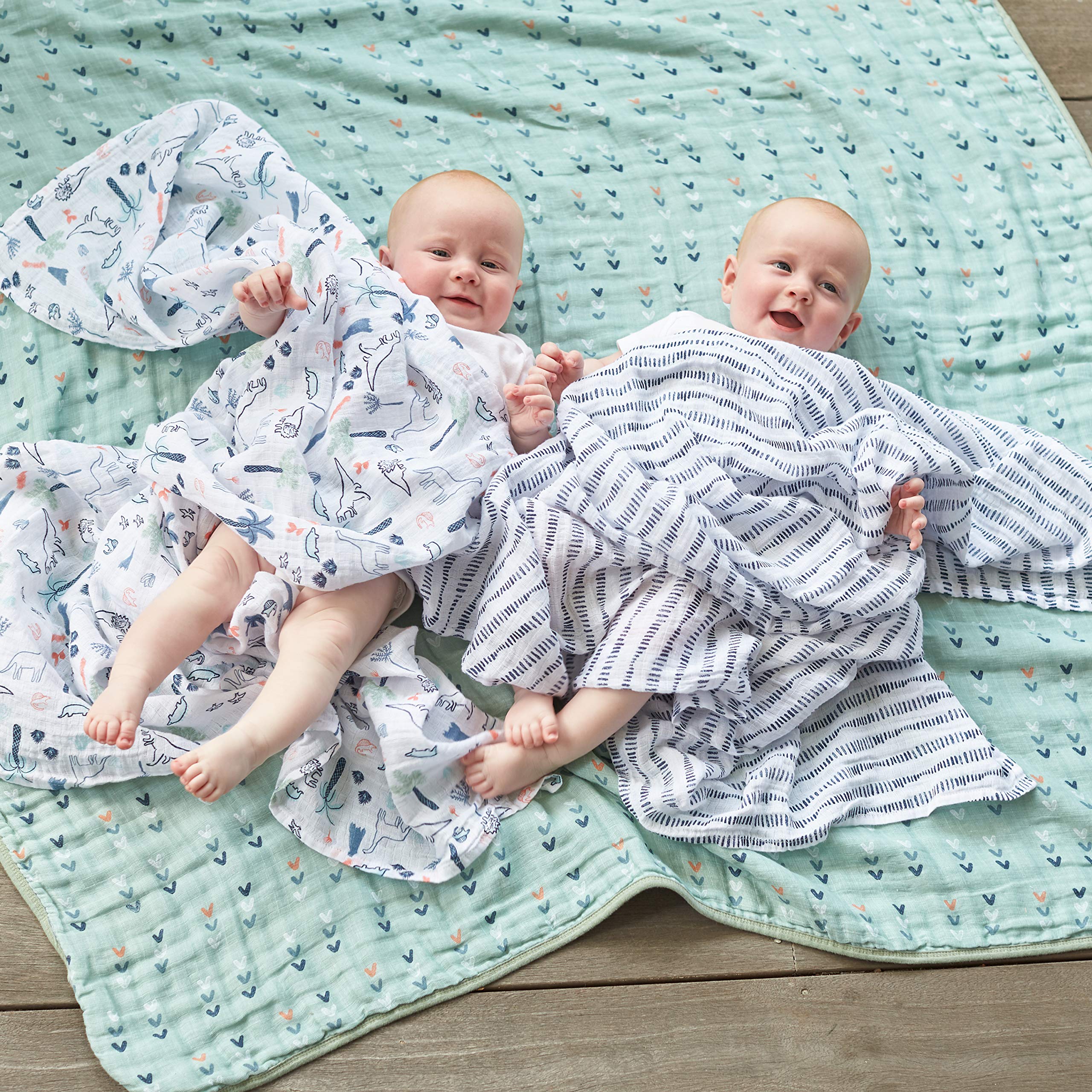 aden + anais Essentials swaddle in lightweight, absorbent fabric for daily outings.