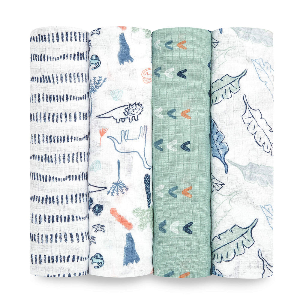 aden + anais Essentials swaddle blanket in soft muslin for cozy newborn cuddles.