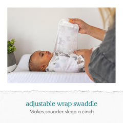 aden + anais adjustable swaddle shown on a sleeping baby