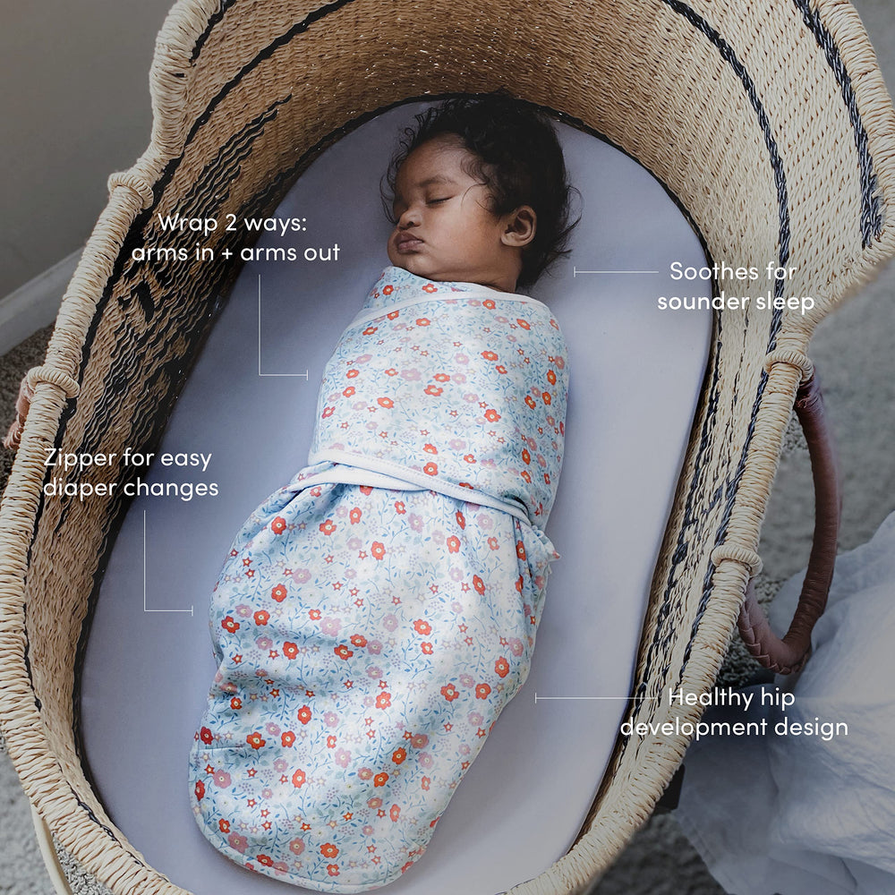 aden + anais Velboa wrap offers easy wrap for speedy swaddling.