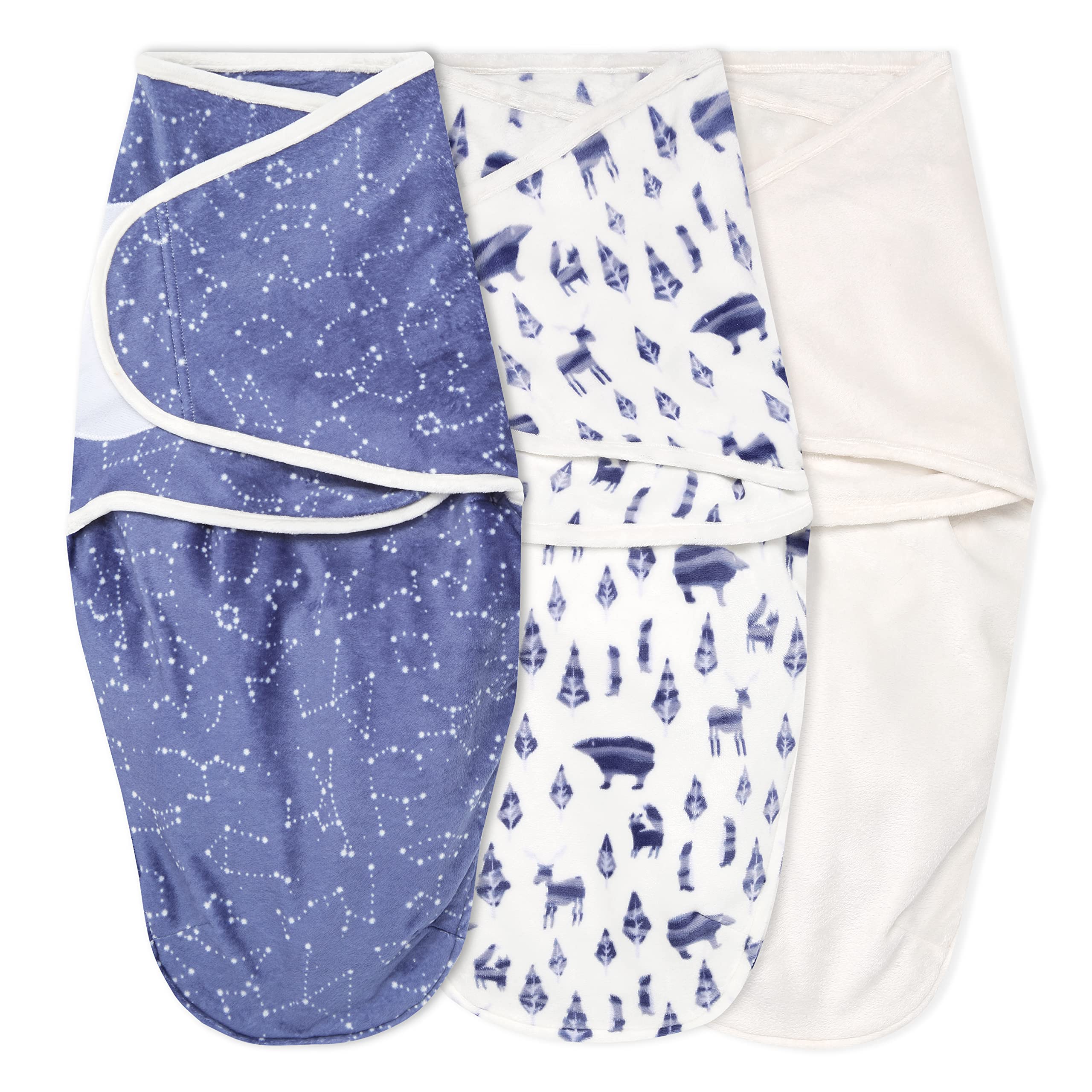 aden + anais Velboa wrap 3-pack with zipper bottom enables quick diaper changes.