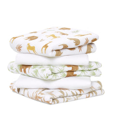aden + anais Musy Squares soft, breathable muslin cloth absorbs spills on the go.