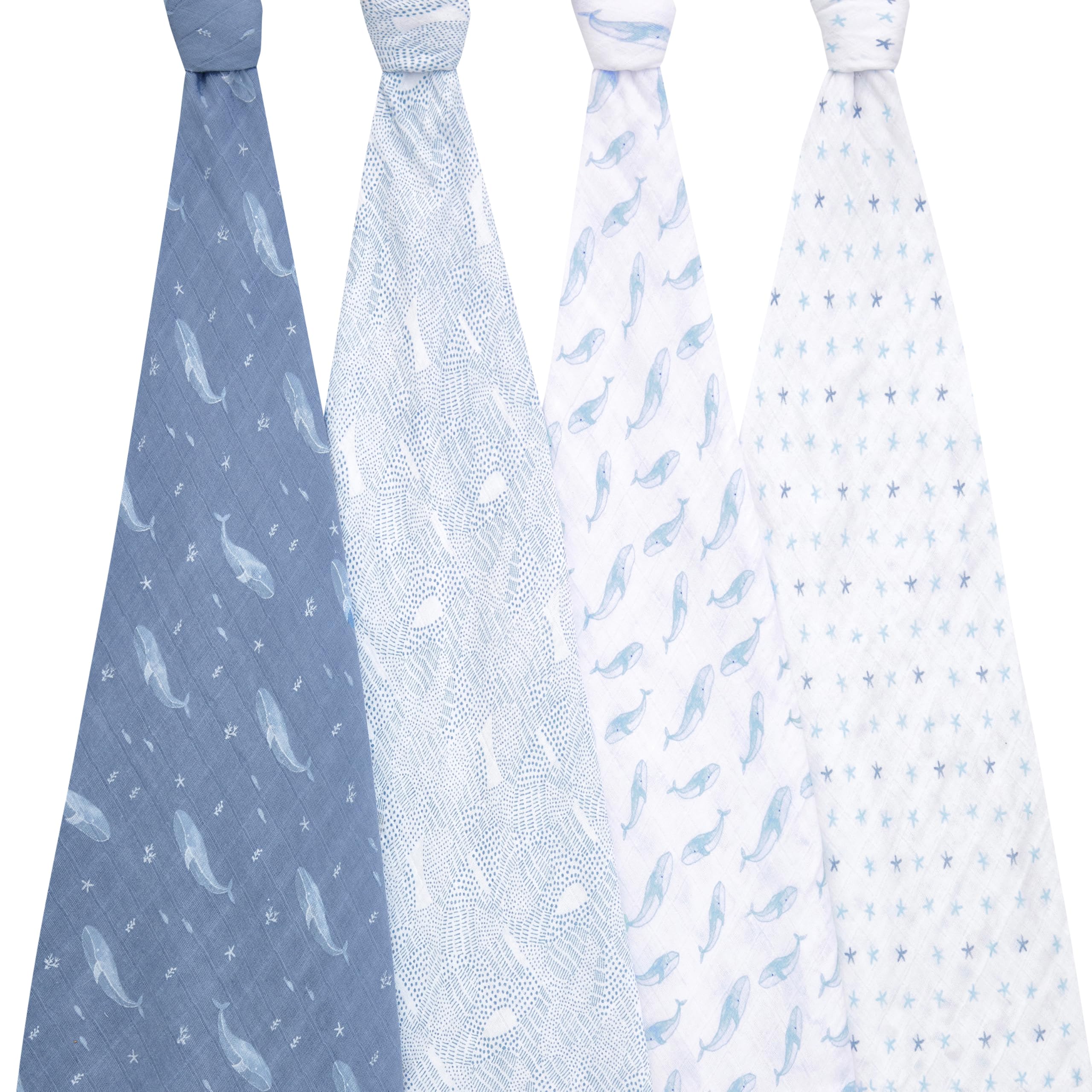 aden + anais Oceanic swaddle blanket packaging with recyclable materials.