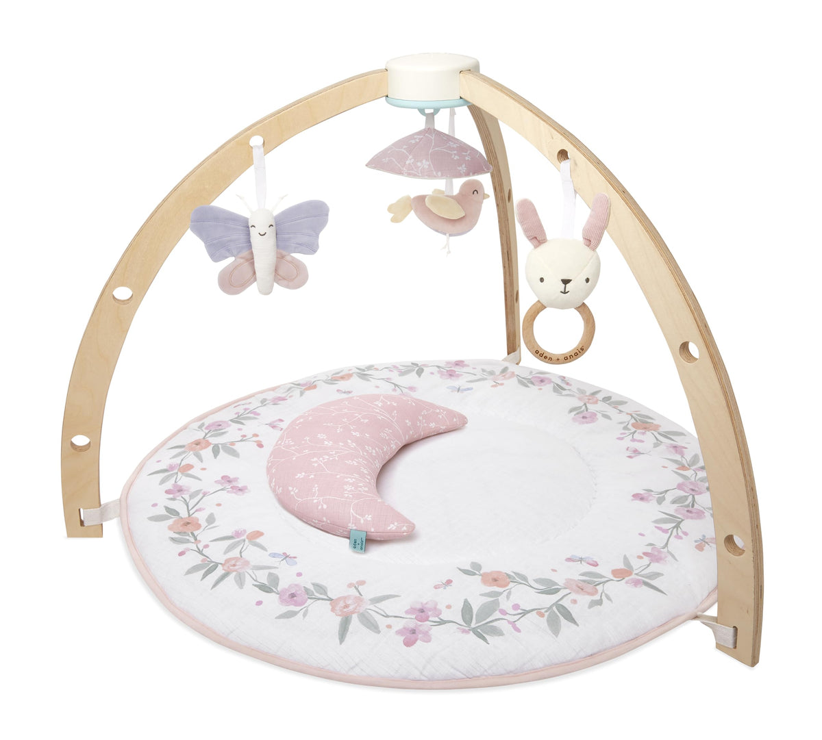aden + anais Play and Discover Activity Gym arches support gentle tummy time on soft muslin