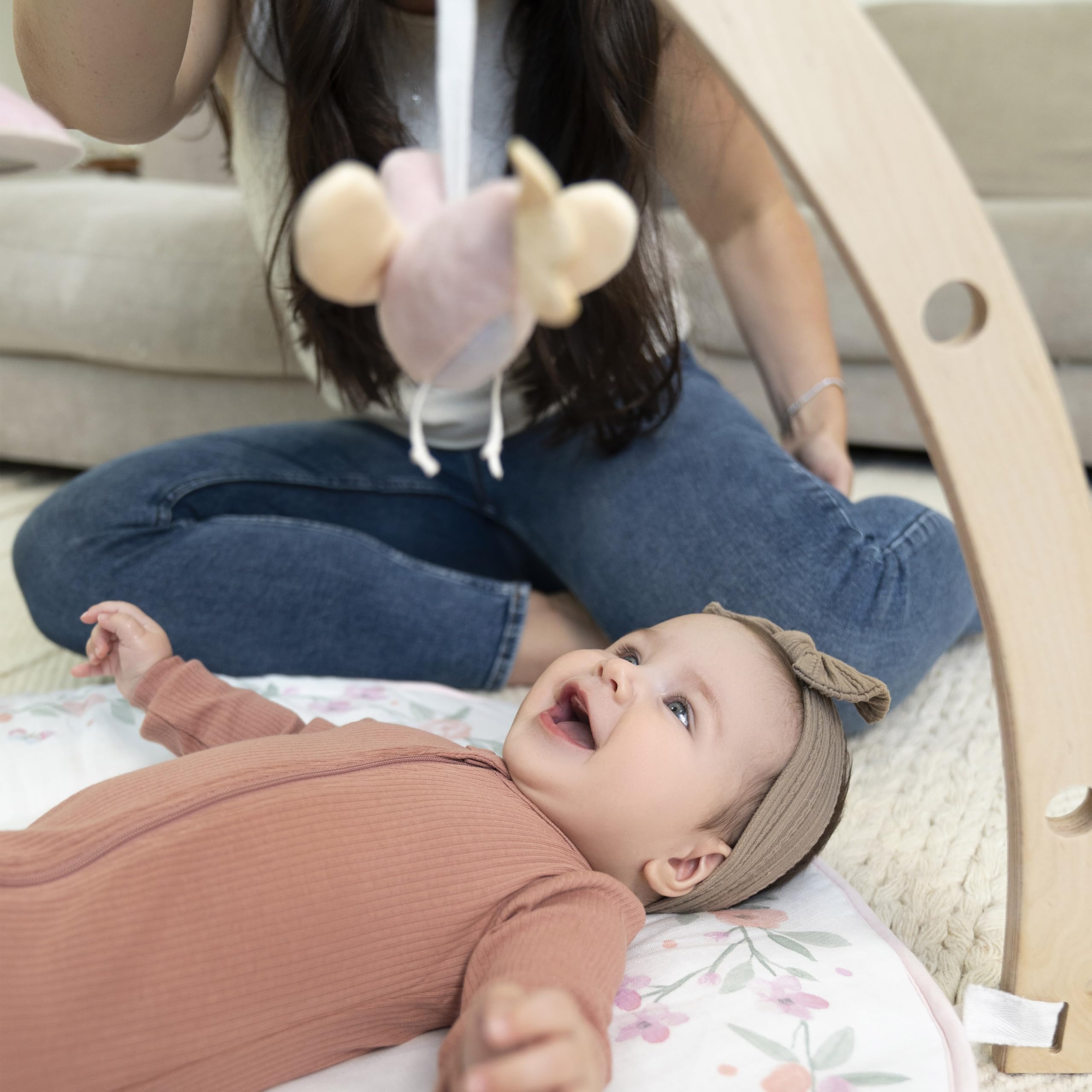 aden + anais Play and Discover Activity Gym birchwood arches add natural charm