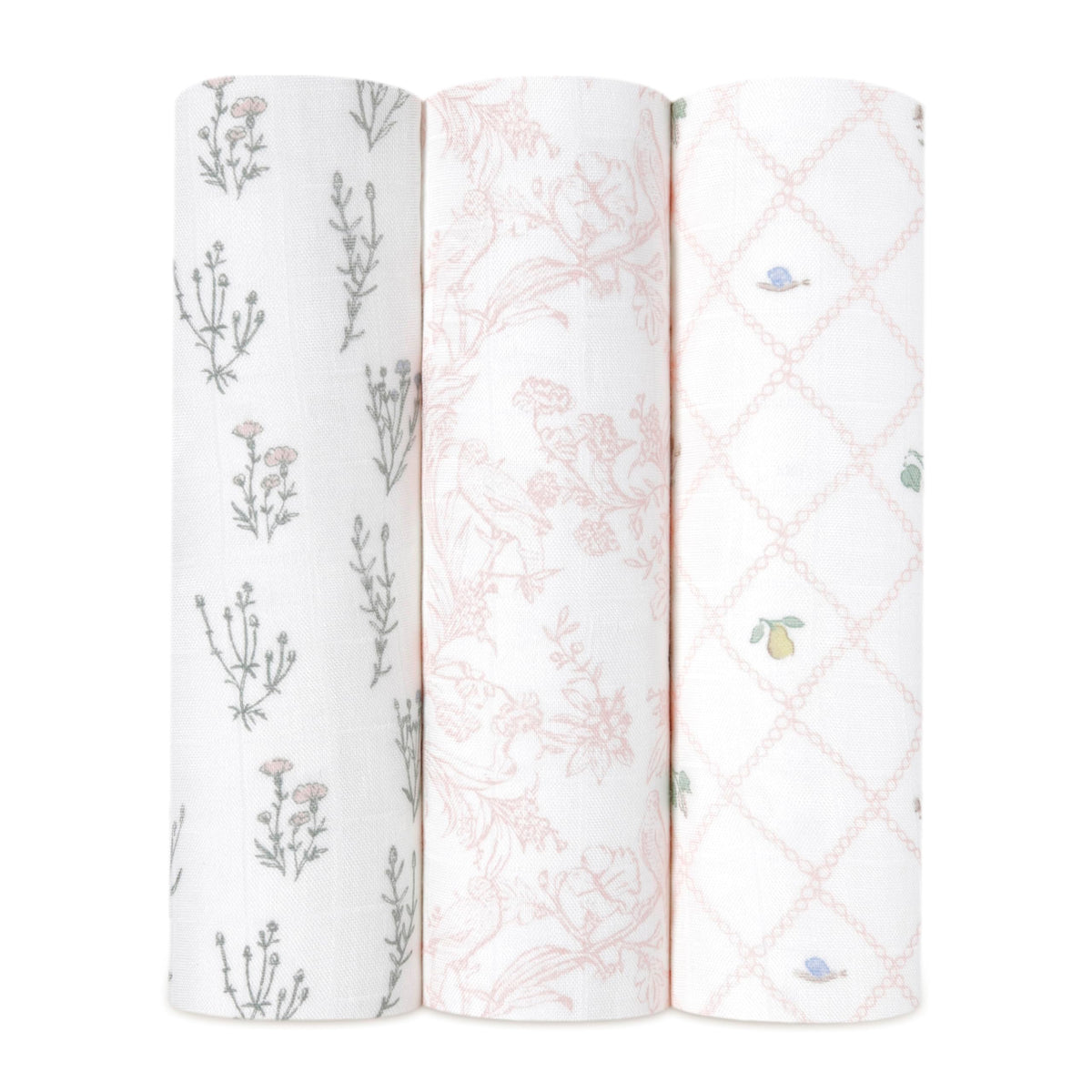 aden-anais Silky Soft Swaddle Blanket with bouquet print, perfect for newborn swaddling.