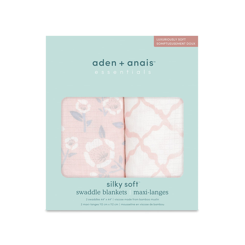 aden + anais Silky Soft Swaddle Blanket folded two-pack, compact and portable.