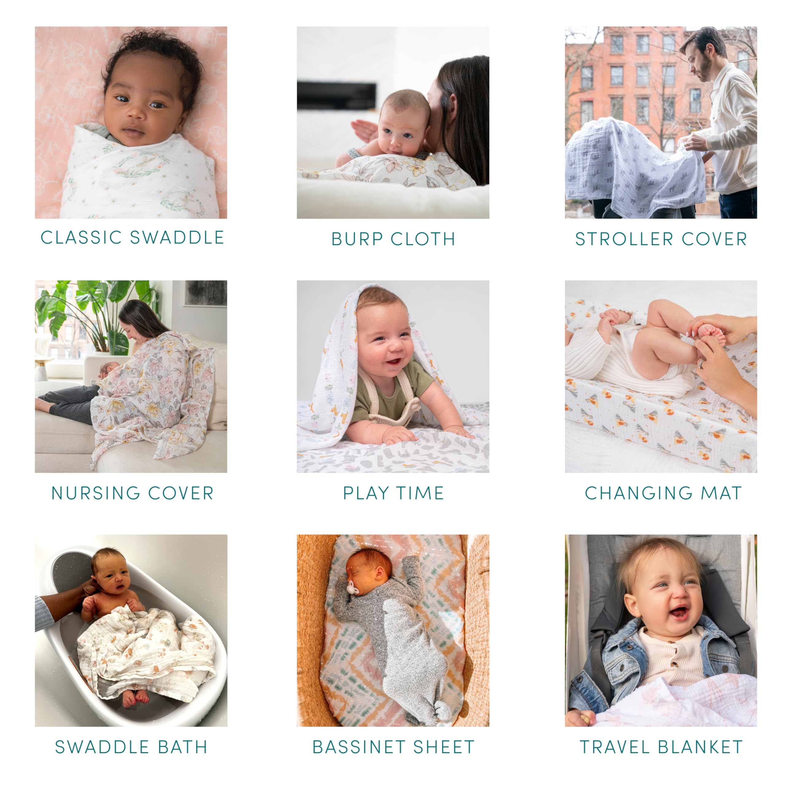 aden-anais Swaddle Blanket Tummy Time Blanket for play.