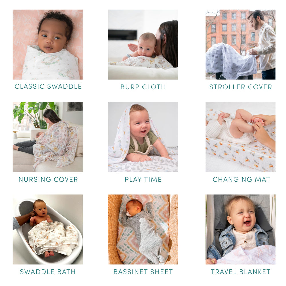 aden-anais Swaddle Blanket Tummy Time Blanket for play.