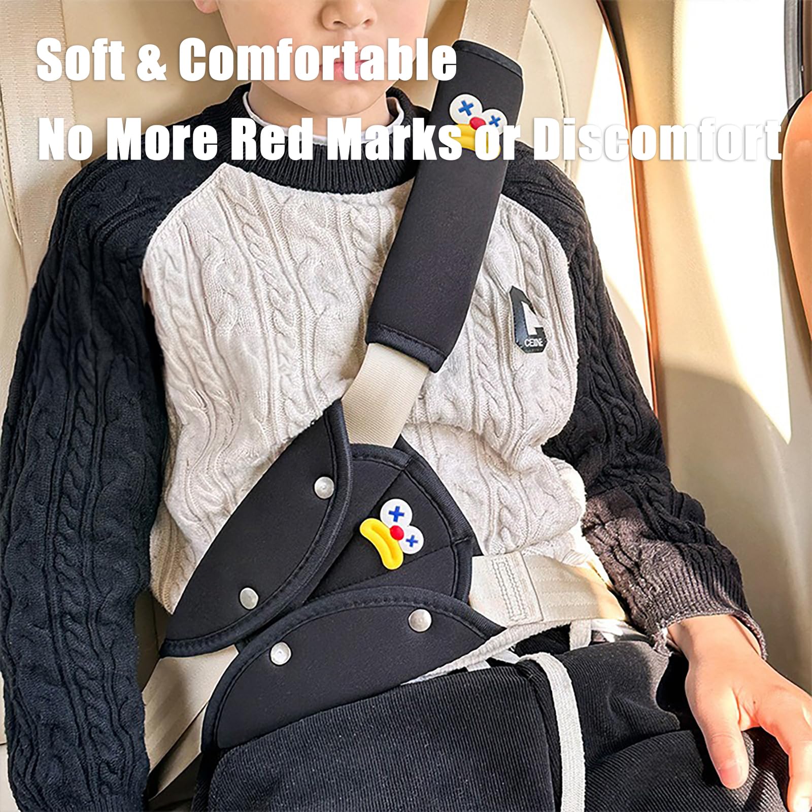 ADKBO seatbelt cover pad universal-fit with Velcro closure demonstrates quick, tool-free installation.