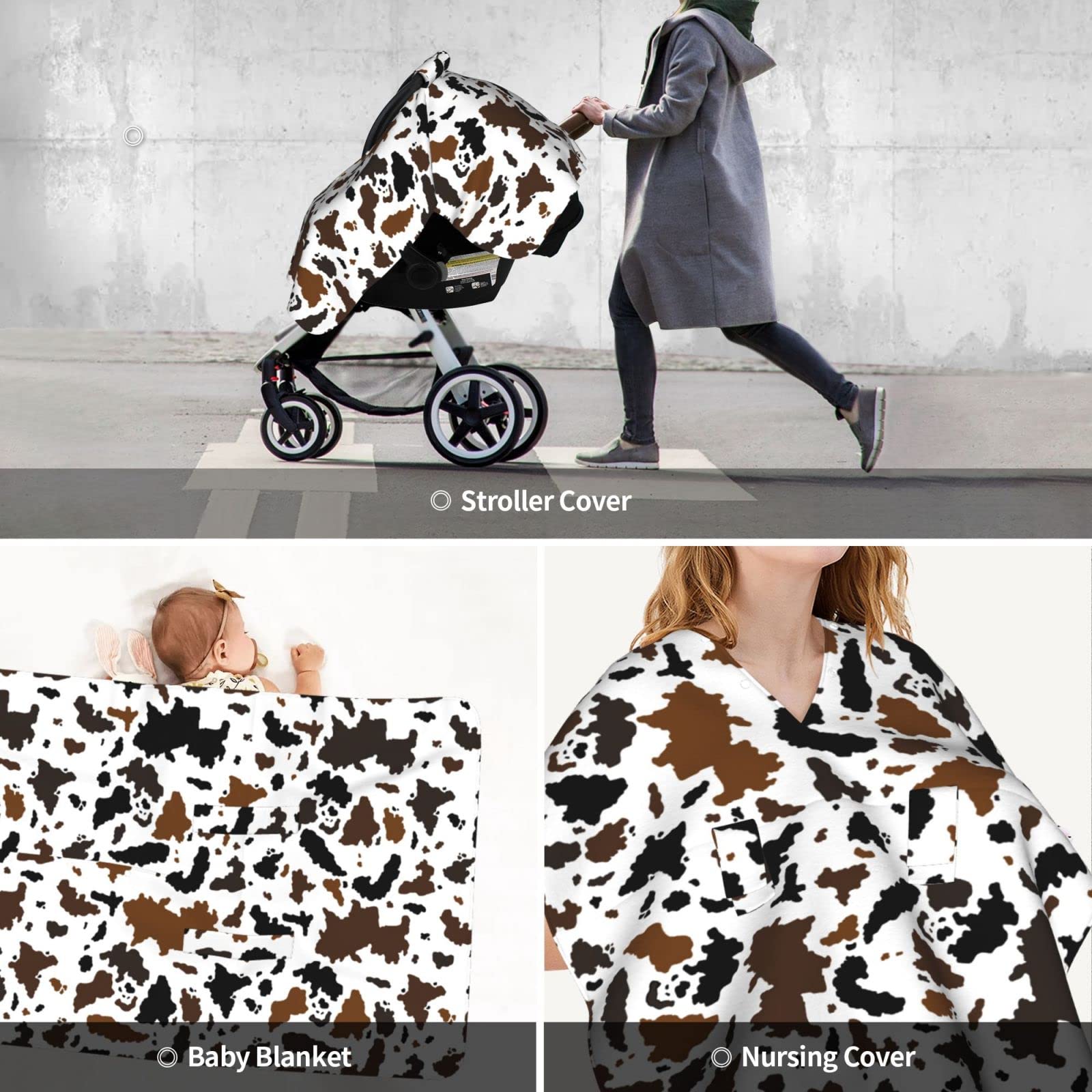 adnvswu Brown Black Cow Skin multipurpose cover for baby care