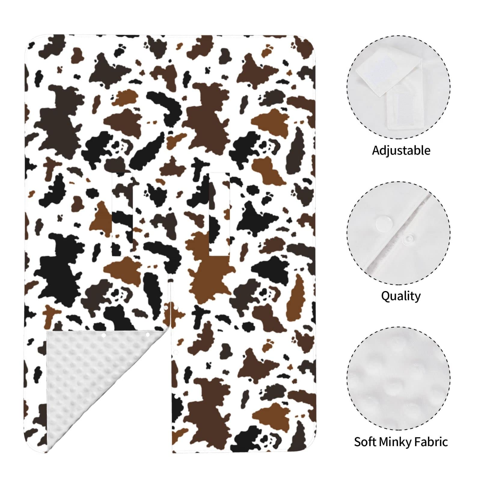 adnvswu Brown Black Cow Skin plush back feels soft against baby