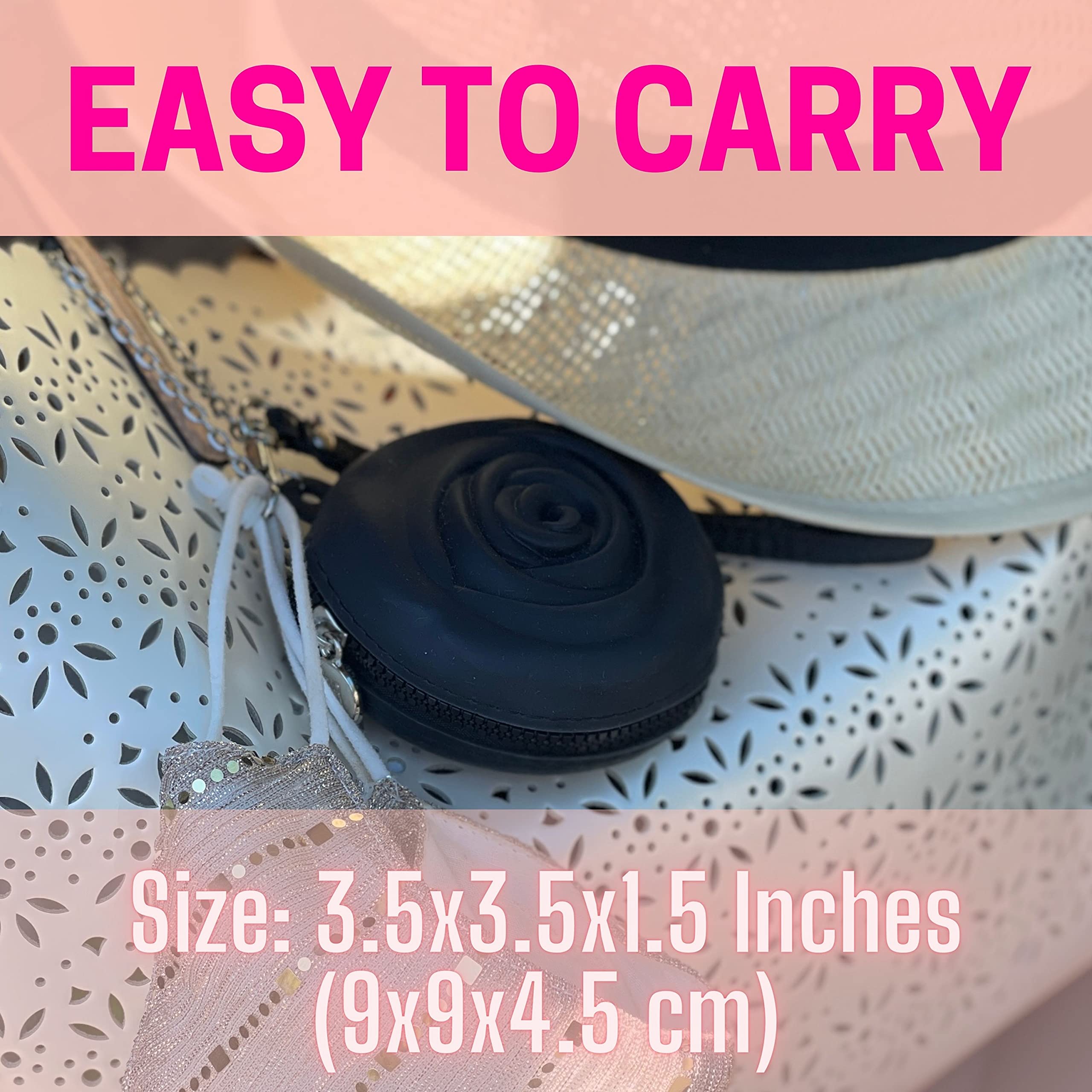 Hanging on a bag, Adorable Pink Peri bag adds convenient access.