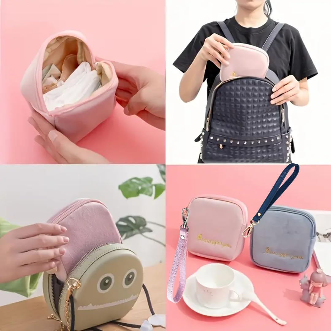 Adorable Pink Peri compact travel bag organized inside a purse or backpack.