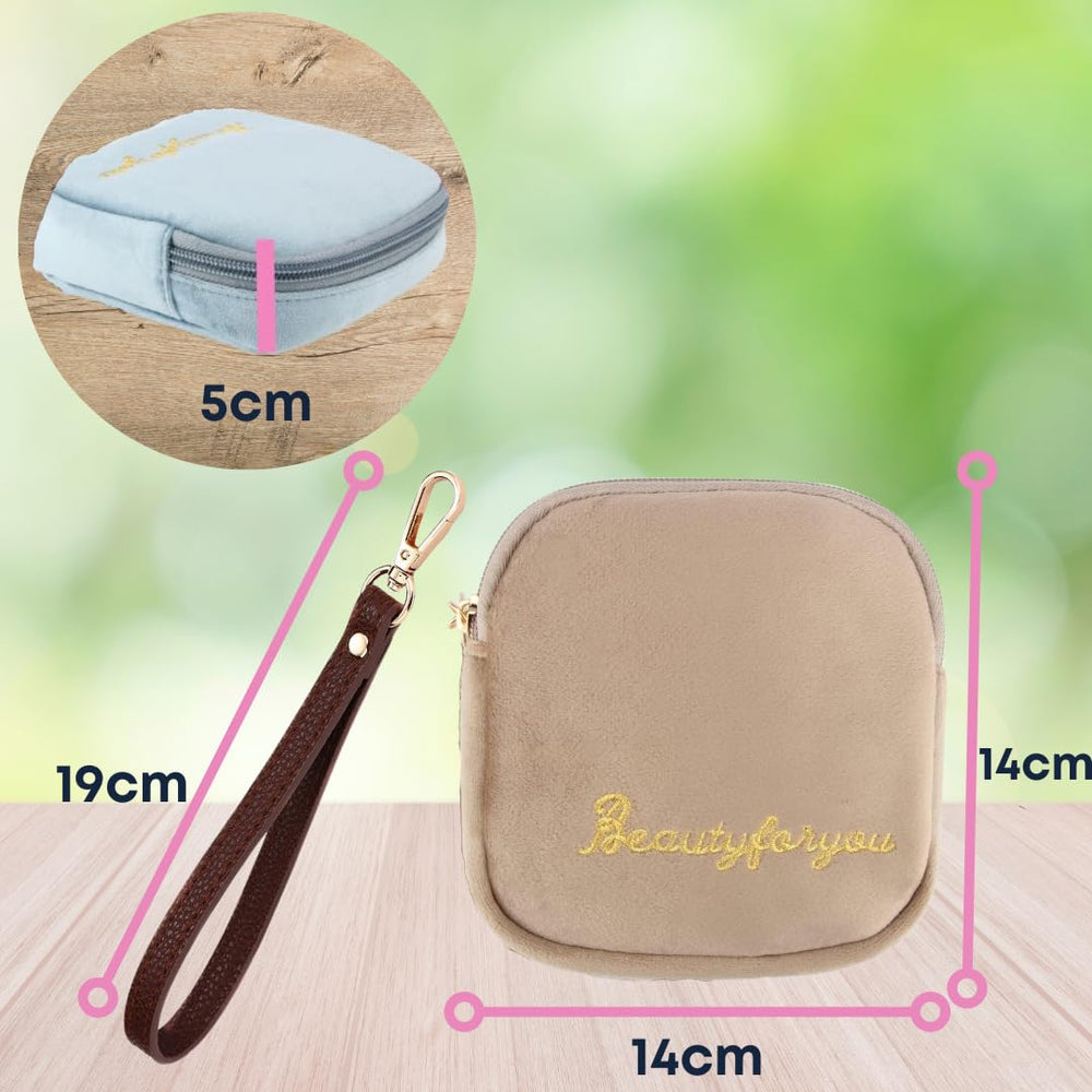 Adorable Pink Peri multi-use bag holding napkins, tampons, and small essentials.