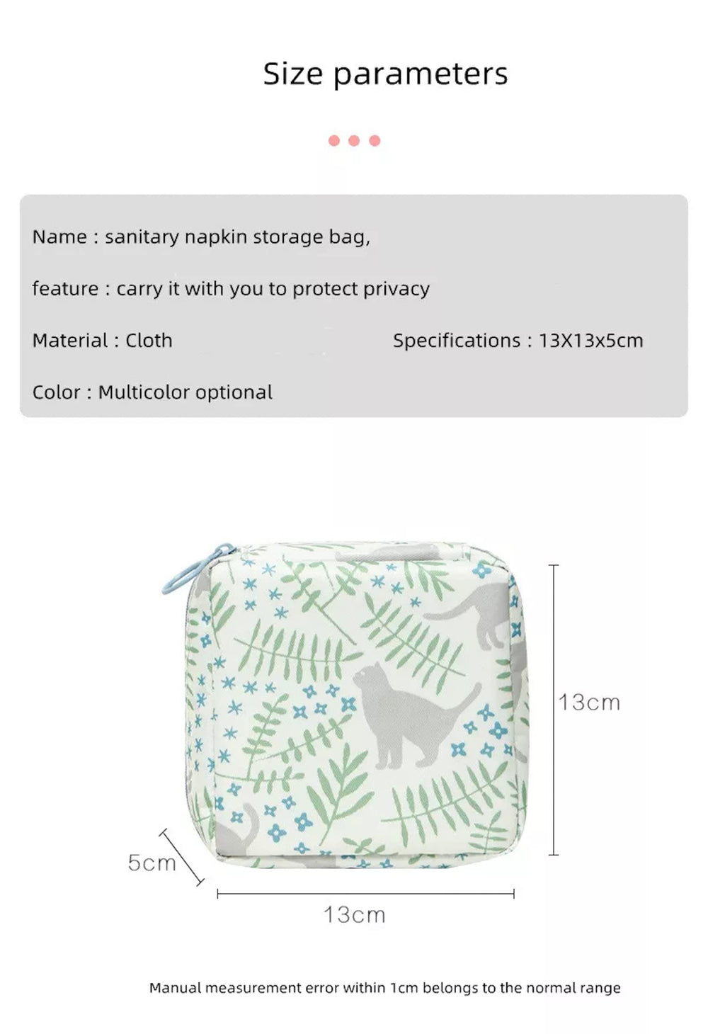 Adorable Pink Peri portable sanitary pads bag keeps essentials organized