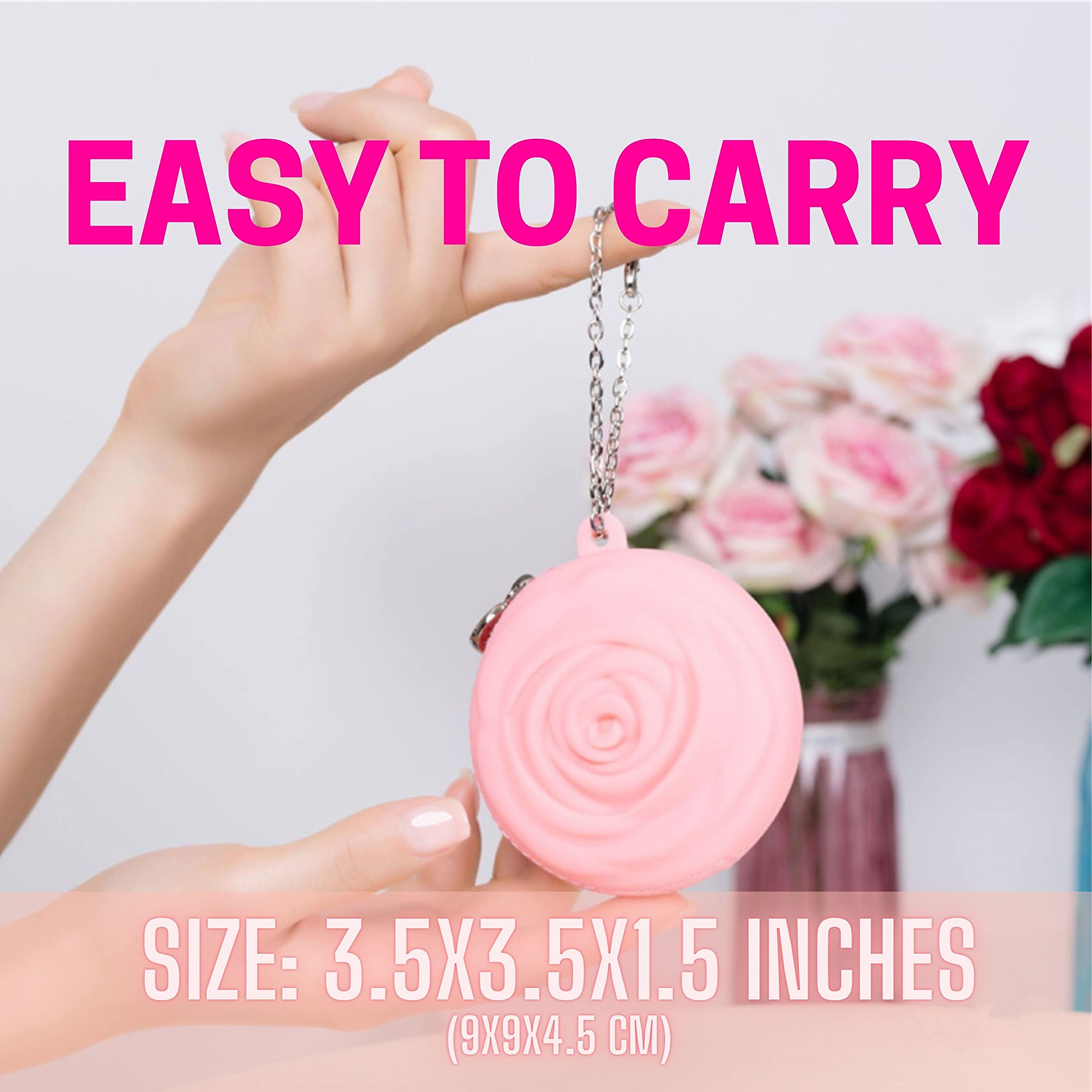 Adorable Pink Peri silicone material close-up showing soft, squeezable texture.