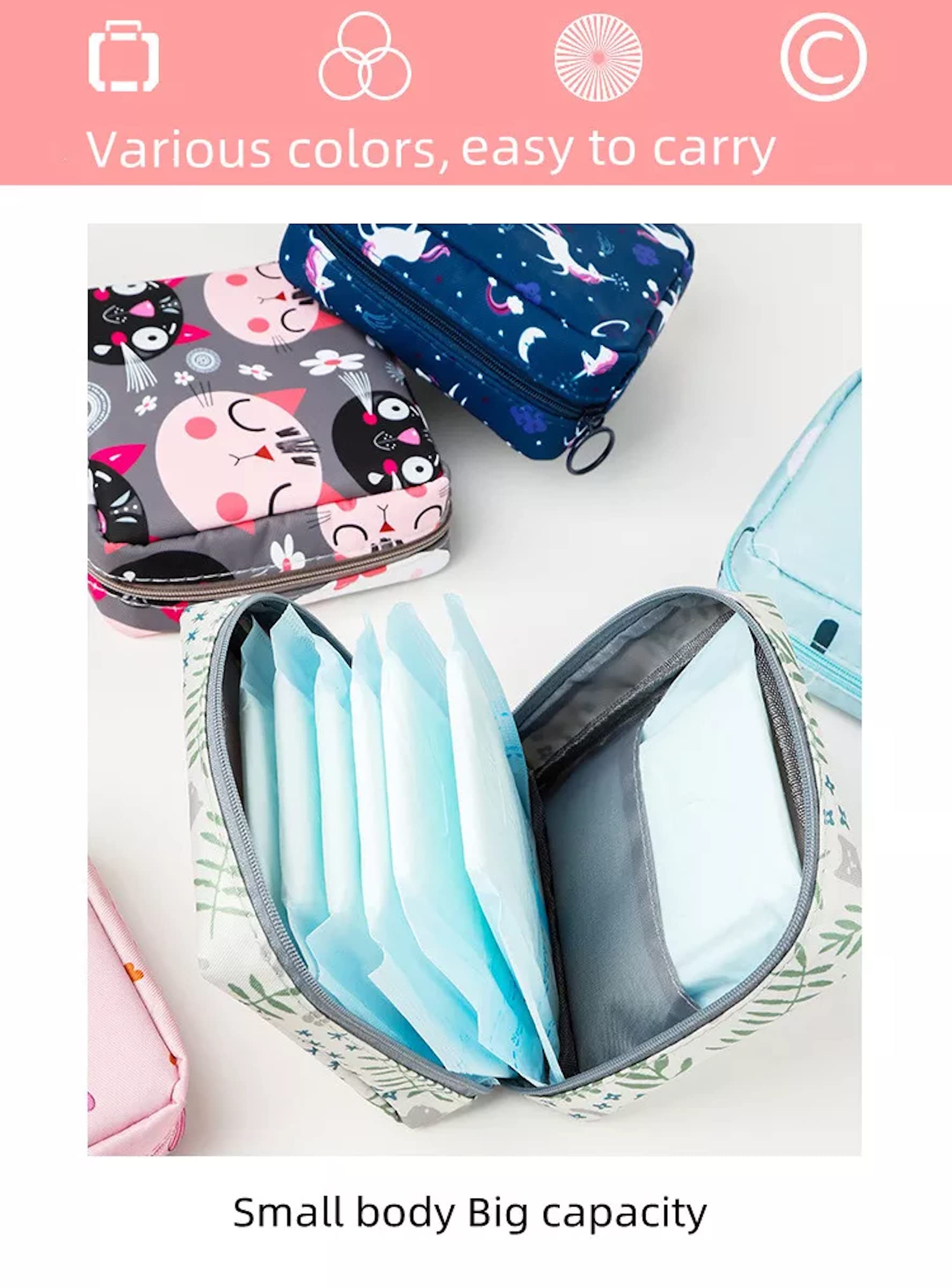 Adorable Pink Peri waterproof storage bag shields contents
