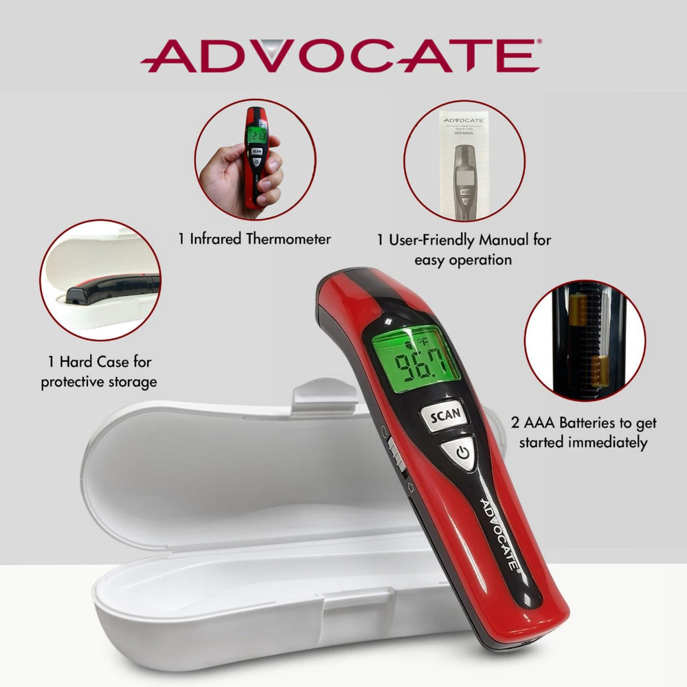 Auto-recall of last 12 readings on Advocate thermometer display.