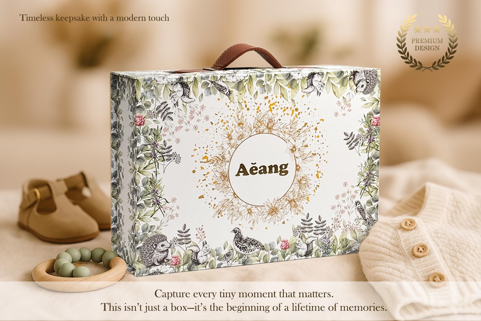 Aeang keepsake box soft baby hat included for cozy newborn styling
