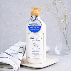 Aekyung Showermate Goat Milk Body Wash Original bottle with Baby Powder scent for gentle daily cleansing