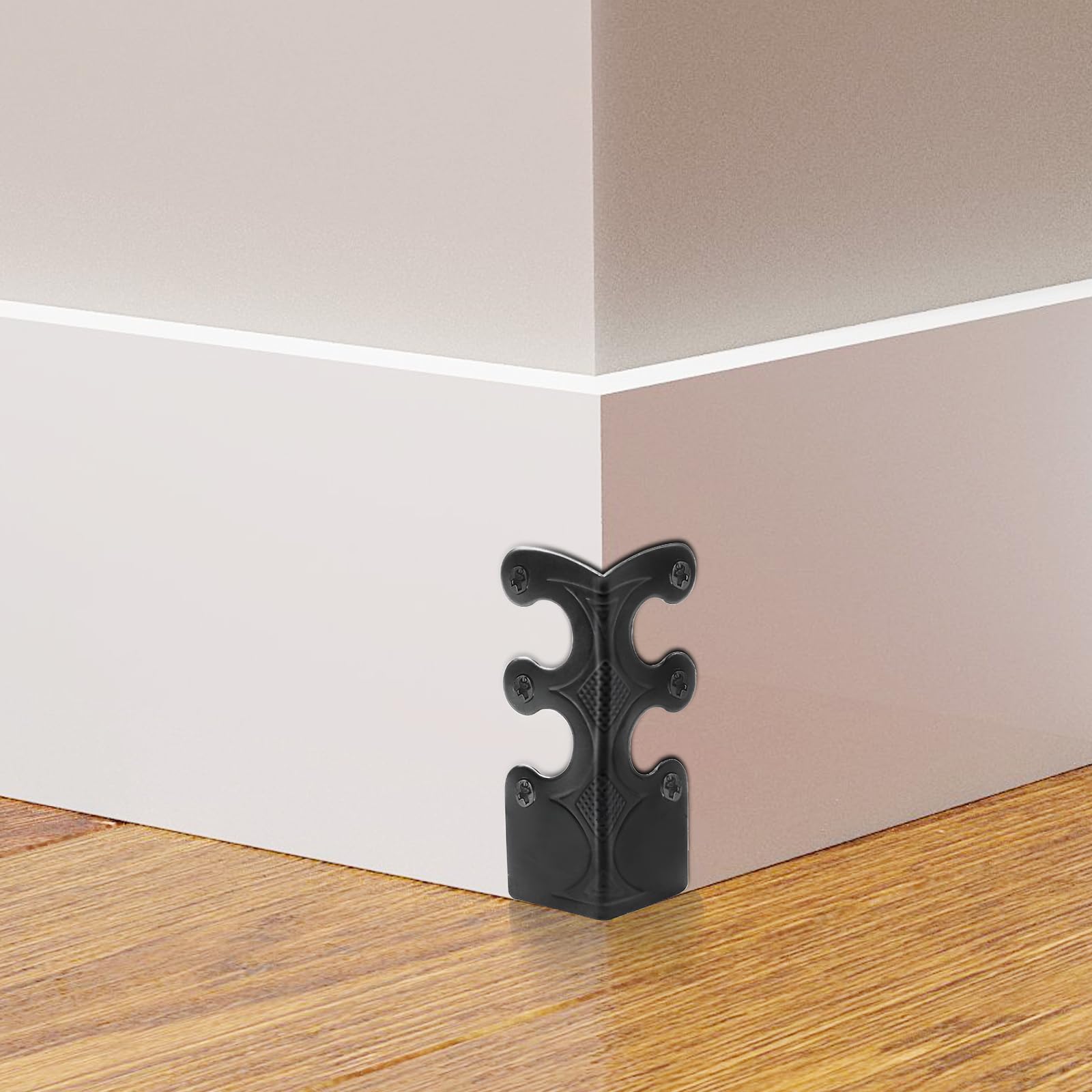 Aeloer brass corner protector adds subtle decor in an office.