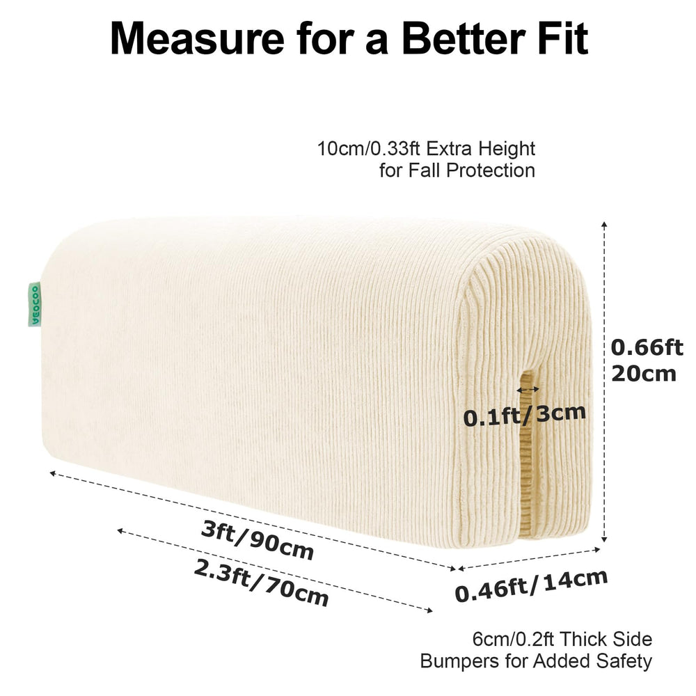 AEOCOO bed rail padding showing secure attachment system