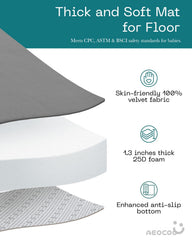 AEOCOO 50x50 playpen-ready mat lays flat for safe play.