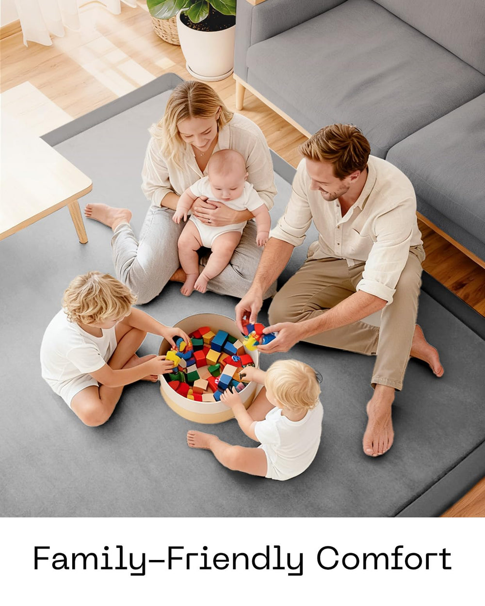 AEOCOO baby play mat with non-slip bottom stays in place.