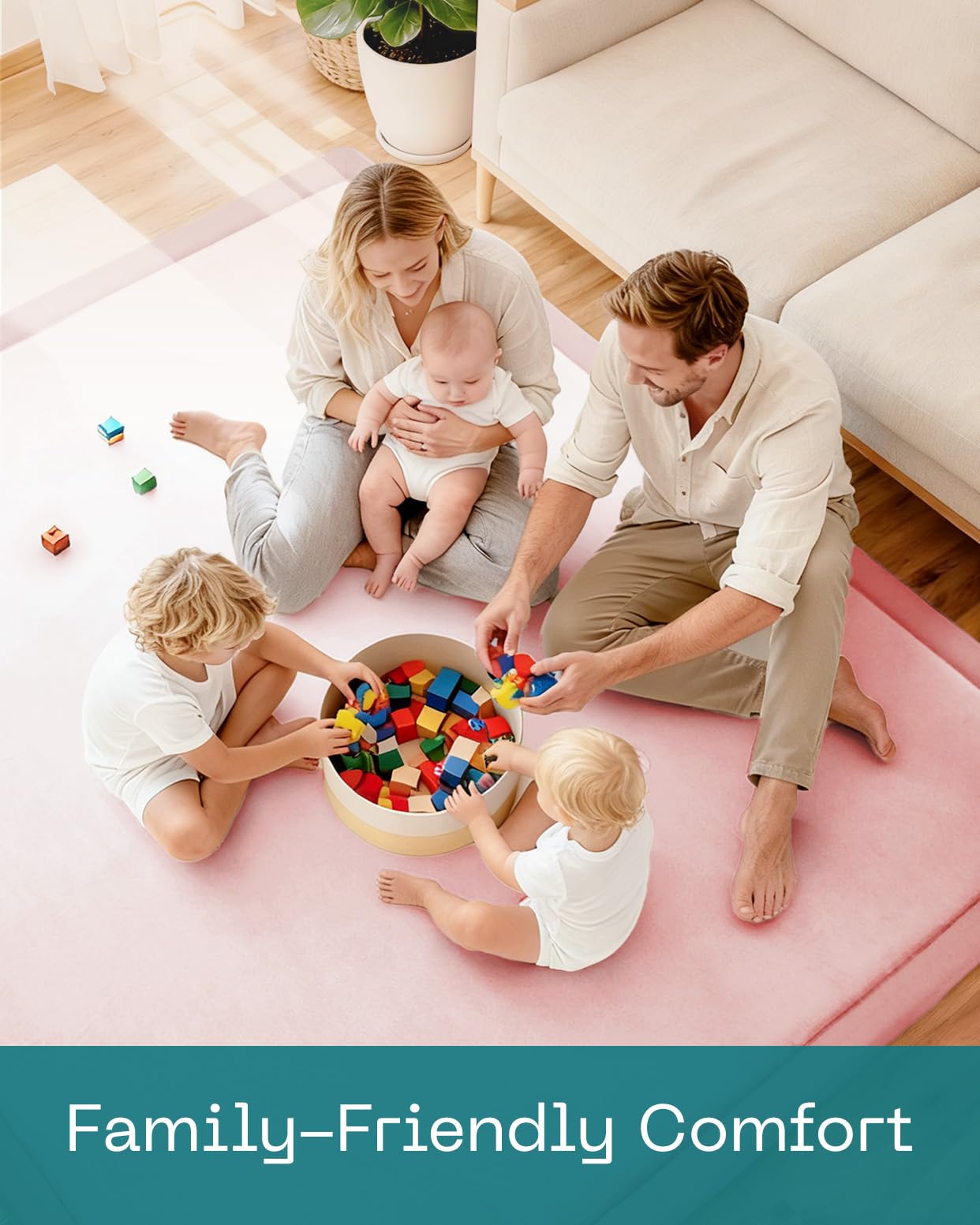 AEOCOO velvet-top play mat provides a soft surface for crawling play.