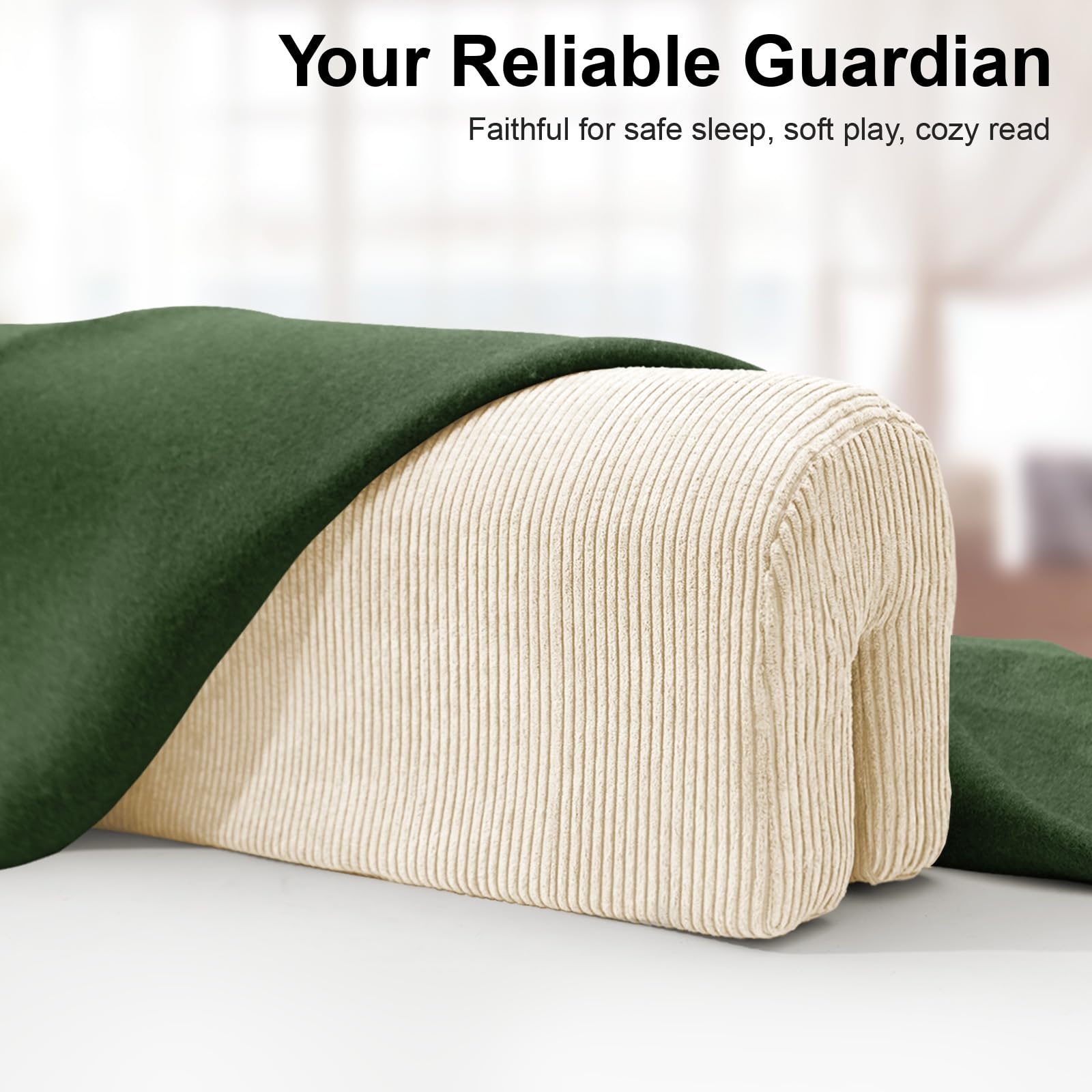 AEOCOO bed rail bumpers beige color blends with any bed setup.