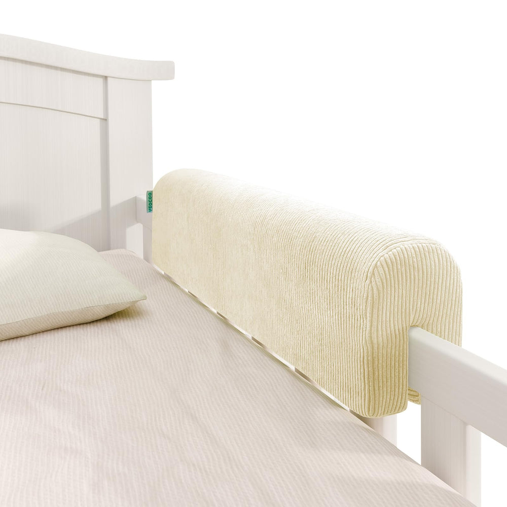 AEOCOO bed rail bumpers front view shows soft memory foam for gentler contact.