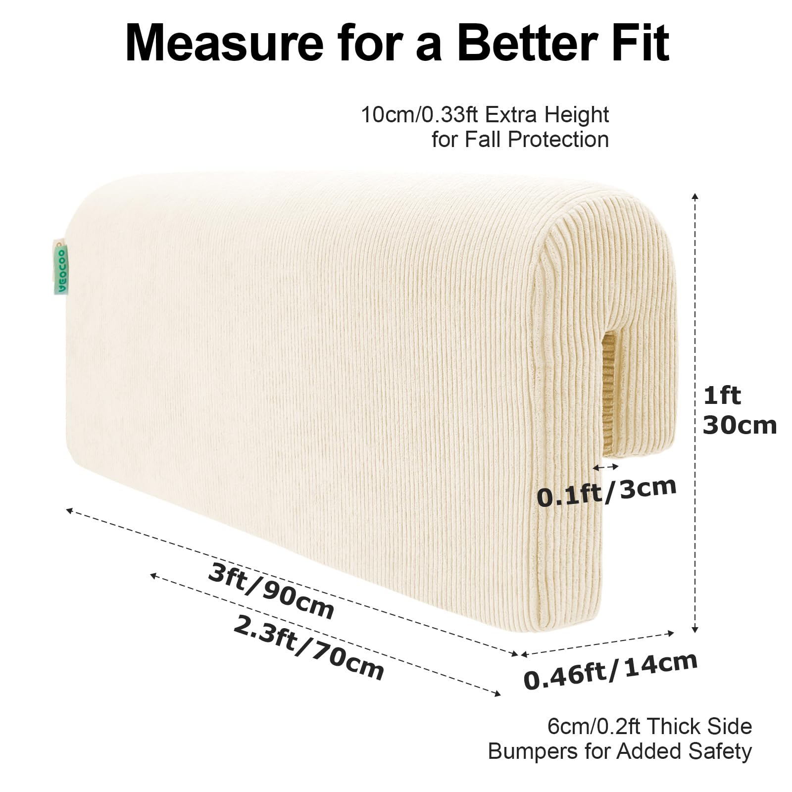 AEOCOO memory-foam padding on a bunk bed rail cushions nightly contact.