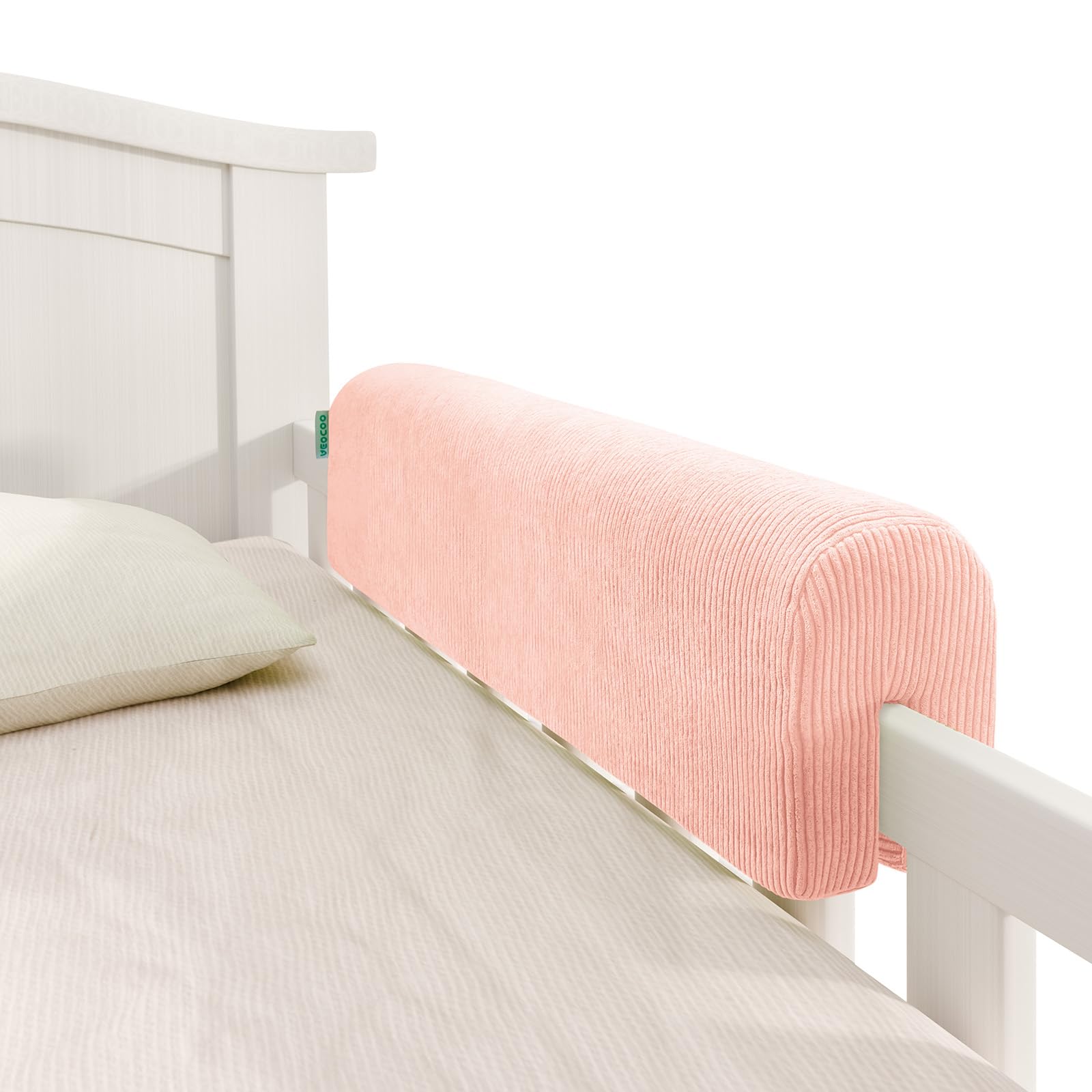 AEOCOO bed rail bumpers protector front view showing plush memory foam for comfort and protection