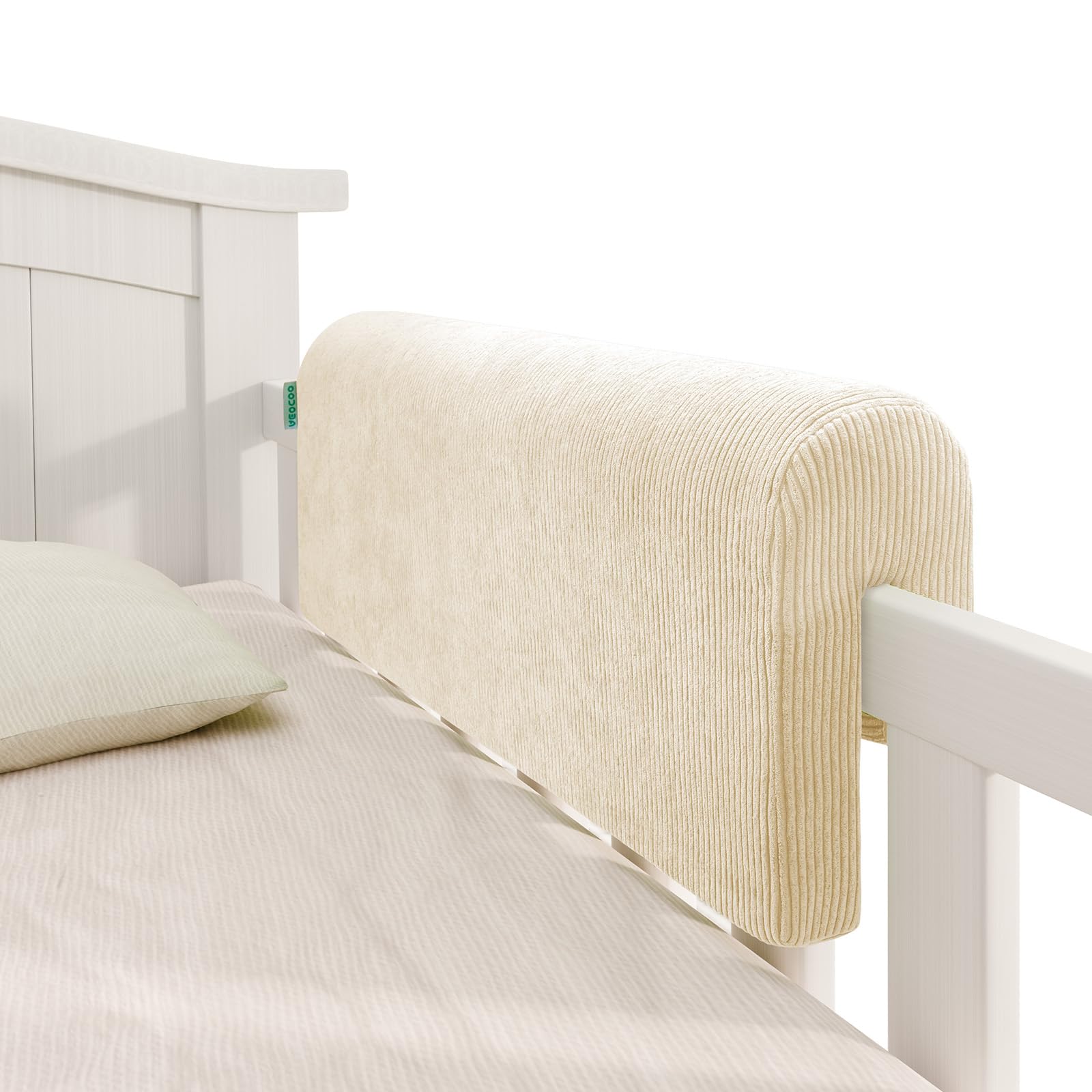 AEOCOO beige memory foam bed rail bumper provides soft protection along a rail.