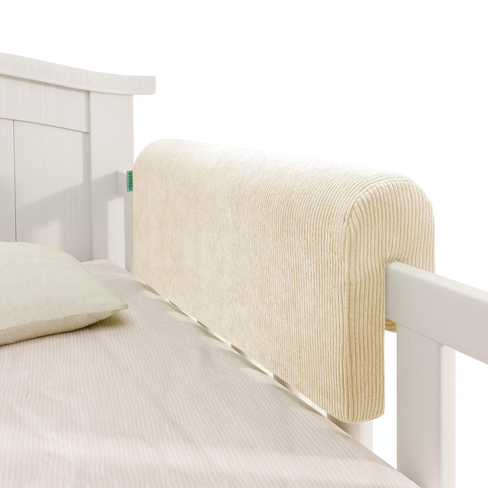AEOCOO beige memory foam bed rail bumper provides soft protection along a rail.