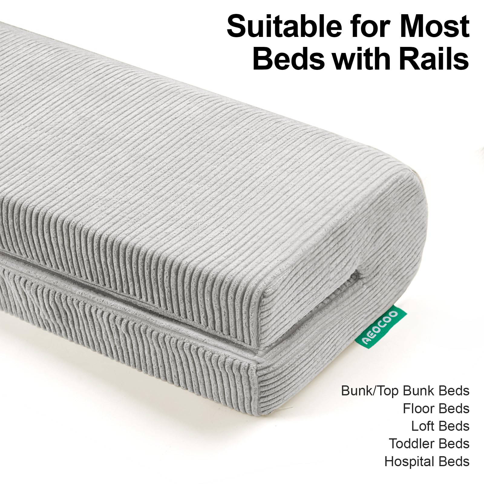 AEOCOO bunk bed-rail cushion gray keeps edges cozy for kids.