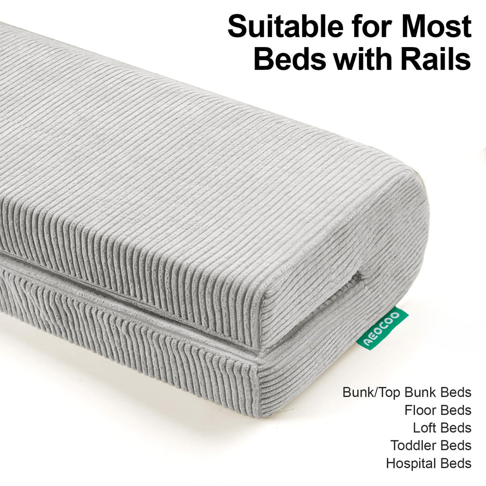 AEOCOO bunk bed-rail cushion gray keeps edges cozy for kids.