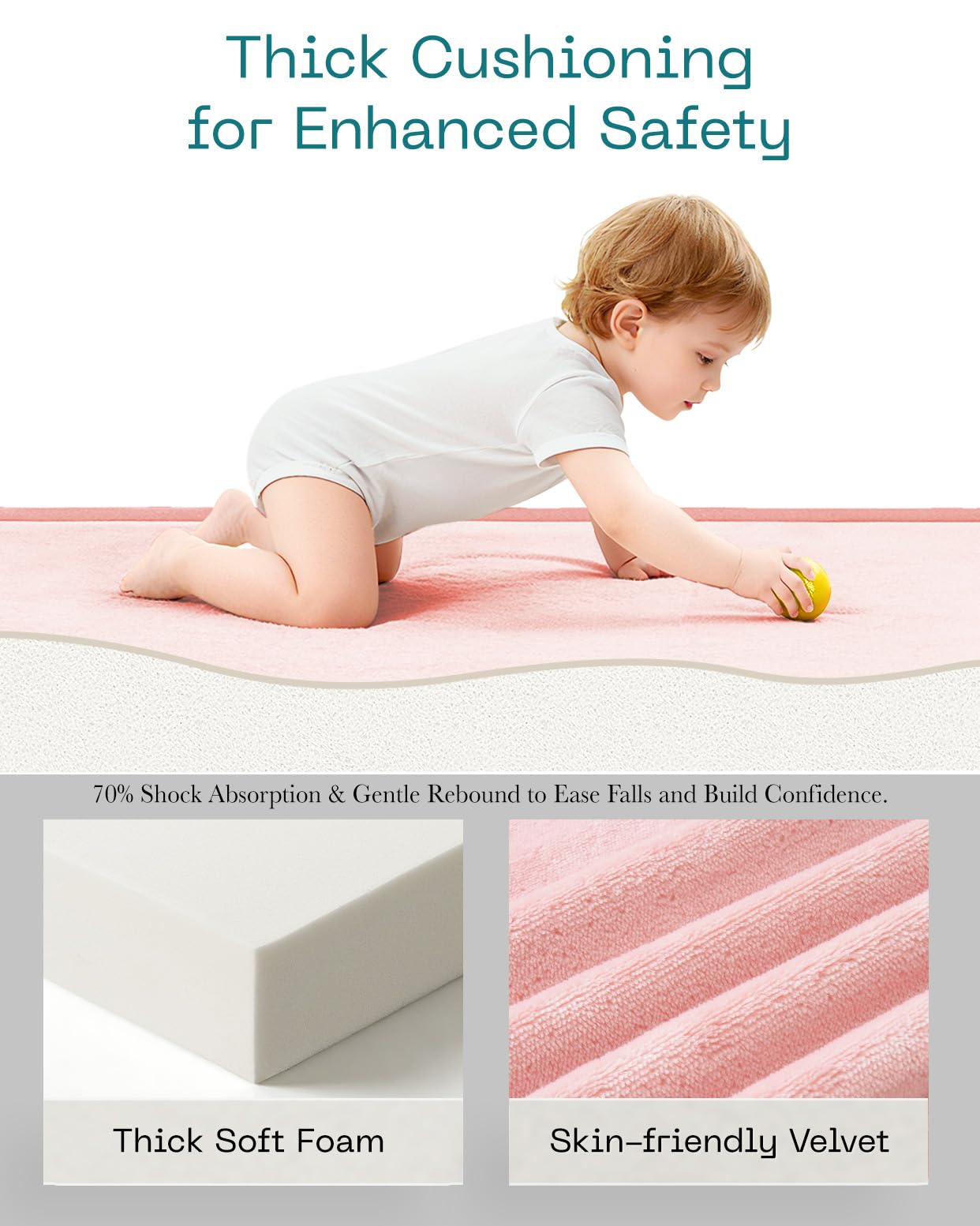 AEOCOO easy-clean play mat surface resists stains for daily use.