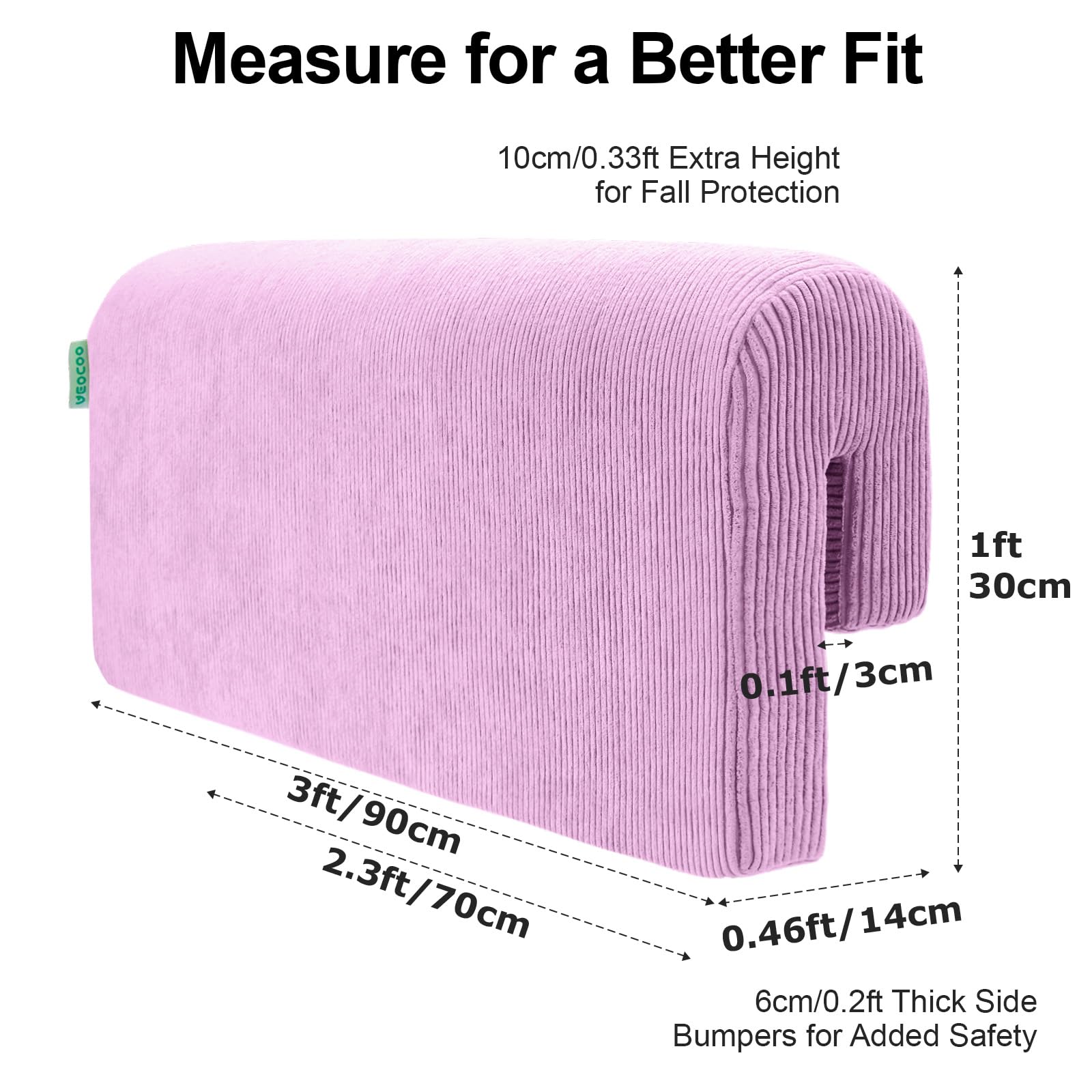 AEOCOO memory foam padding with sofa-grade feel along bed rails.