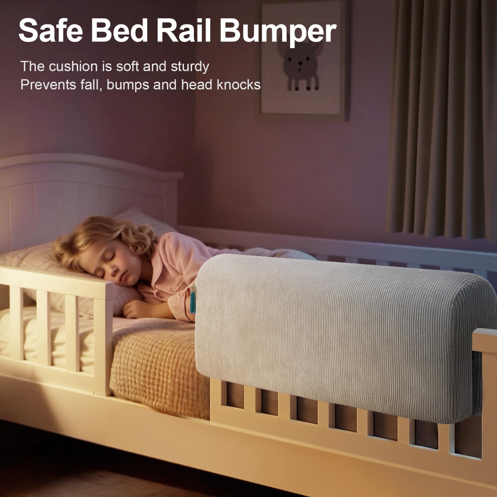 AEOCOO safe-corner bumper on gray rails demonstrates edge protection in busy rooms.