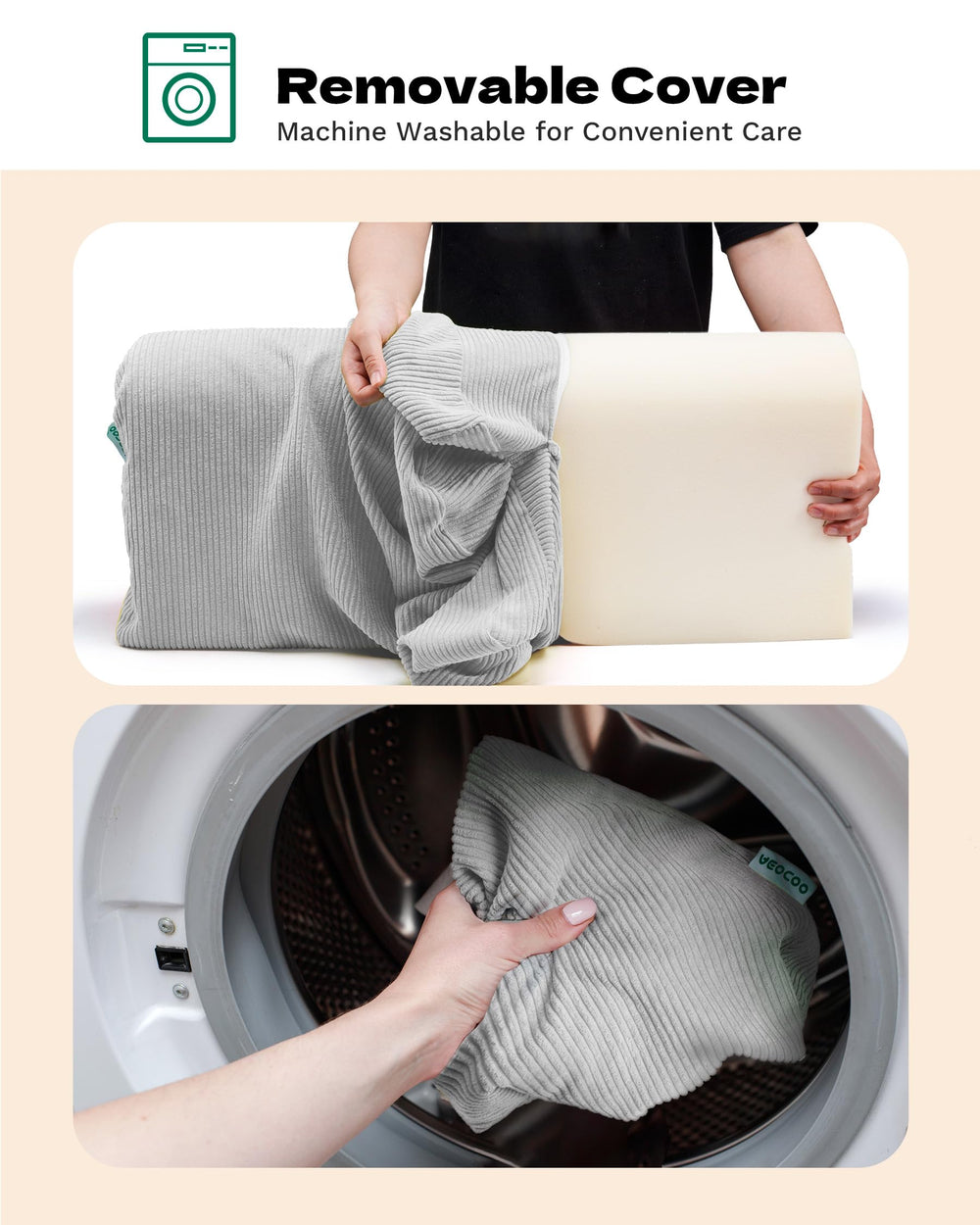 AEOCOO washable cover zoom shows simple care and long-lasting use.