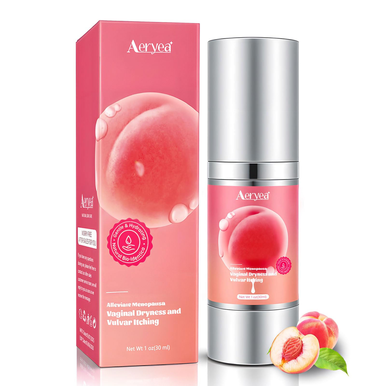 Aeryea estriol cream packaging highlights a plant-based formula for gentle topical relief.