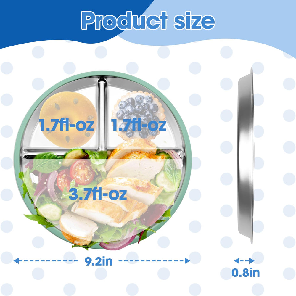 AestuWarm nine-inch divided plate keeps foods separated for kids.
